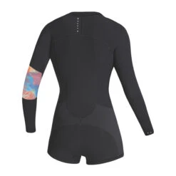 Mystic Womens Lunar 2/2mm Front-Zip Longarm Shorty Wetsuit - Dark Grey -Mystic Palm Shop 2022 Mystic Womens Lunar Front zip Longarm Shorty 35000.220089 802 02